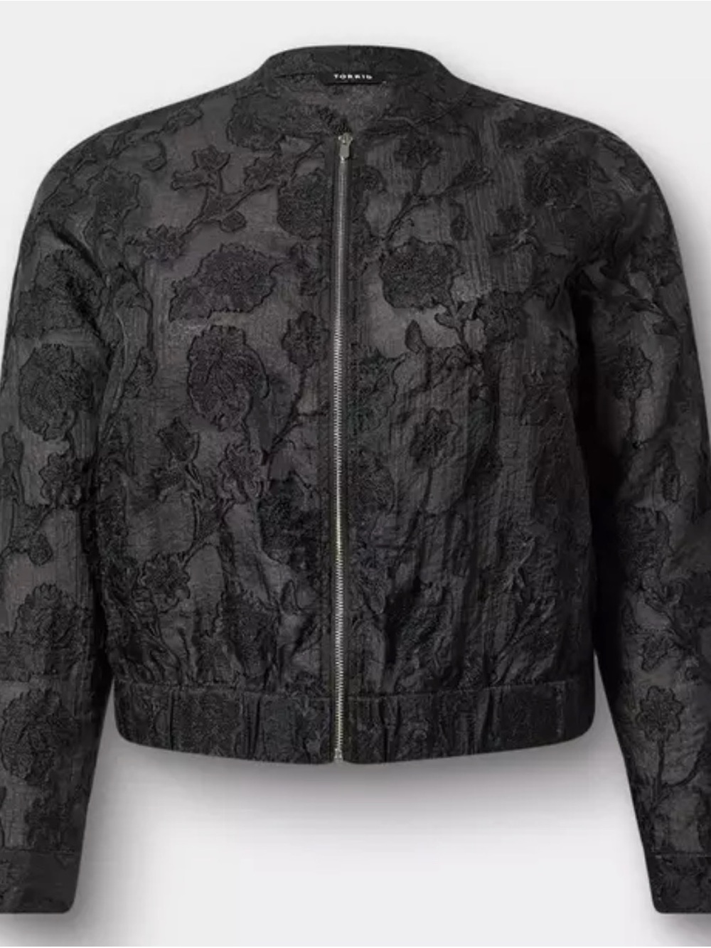Torrid Black Textured Jacquard Bomber Jacket Size 00 - Picture 4 of 9